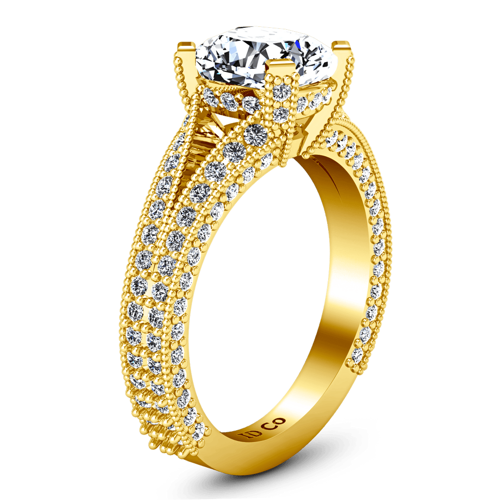 Pave Cushion Cut Engagement Ring Zahra 14K Yellow Gold engagement rings imaginediamonds 