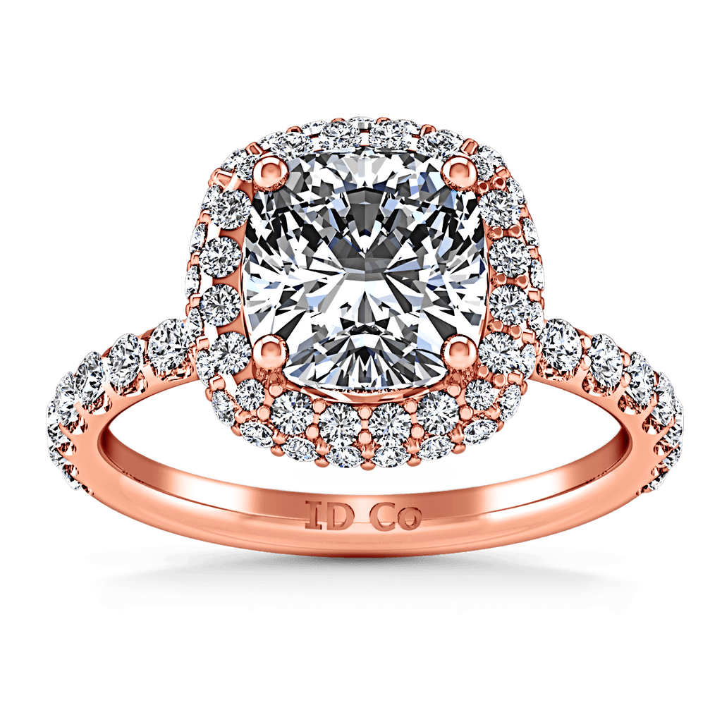 Halo Diamond Cushion Cut Engagement Ring Kristine 14K Rose Gold engagement rings imaginediamonds 
