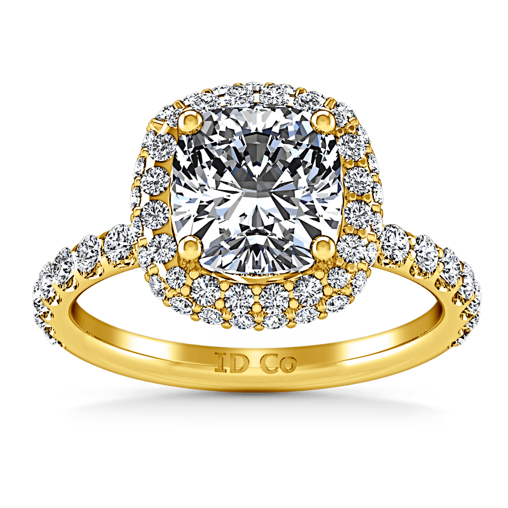 Halo Diamond Cushion Cut Engagement Ring Kristine 14K Yellow Gold, 0.25 / H / SI 1 Halo Diamond Cushion Cut Engagement Ring Kristine 14K Yellow Gold, 0.25 / H / SI 1
