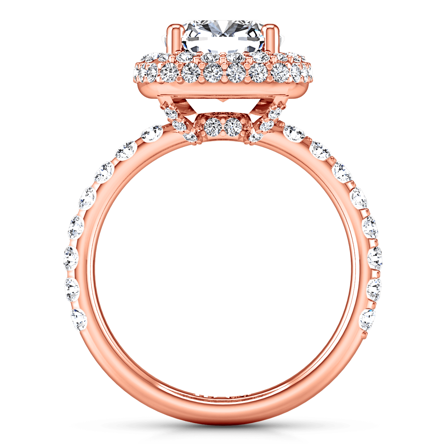 Halo Diamond Cushion Cut Engagement Ring Kristine 14K Rose Gold, 0.25 / H / SI 1