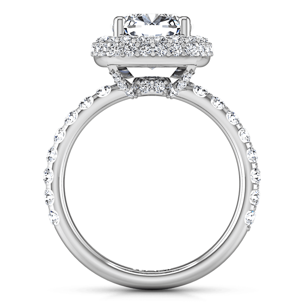 Halo Cushion Cut Diamond Engagement Ring Kristine 14K White Gold engagement rings imaginediamonds 