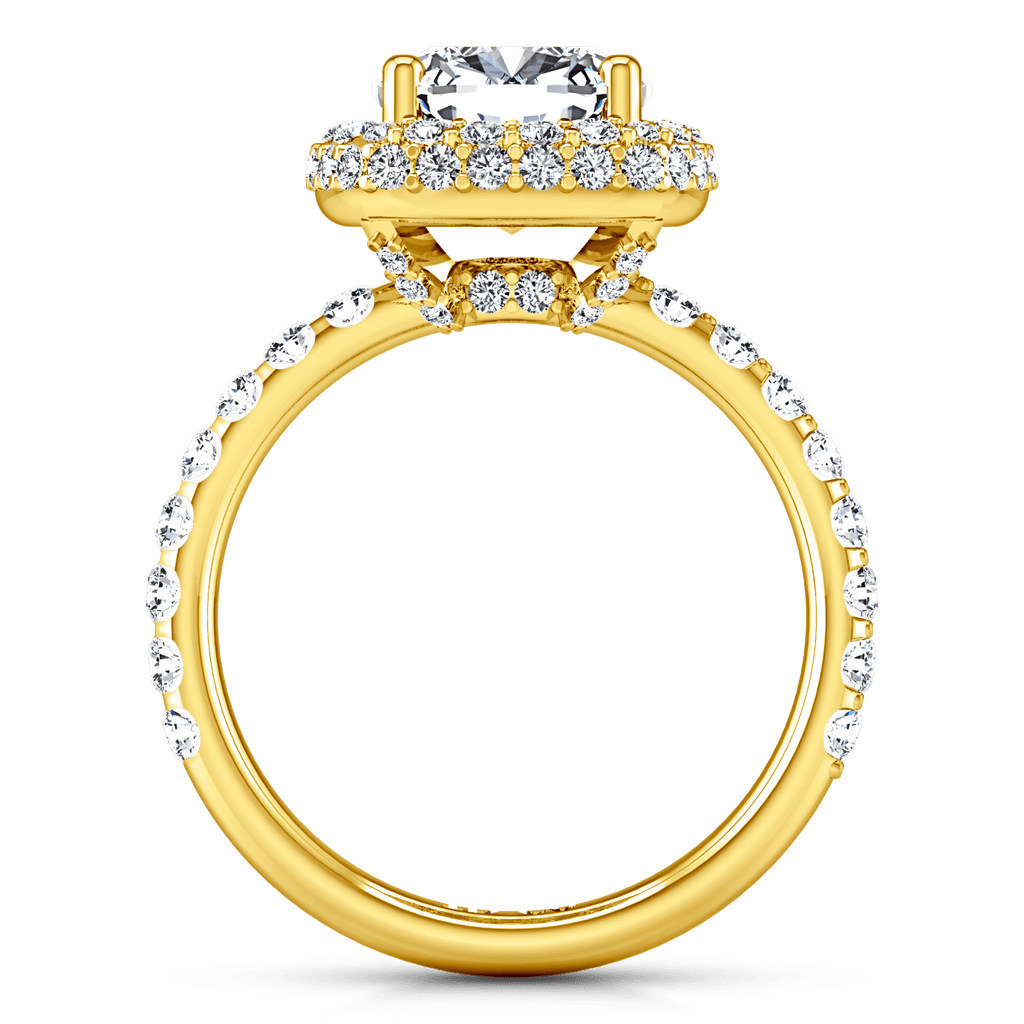 Halo Diamond Cushion Cut Engagement Ring Kristine 14K Yellow Gold engagement rings imaginediamonds 