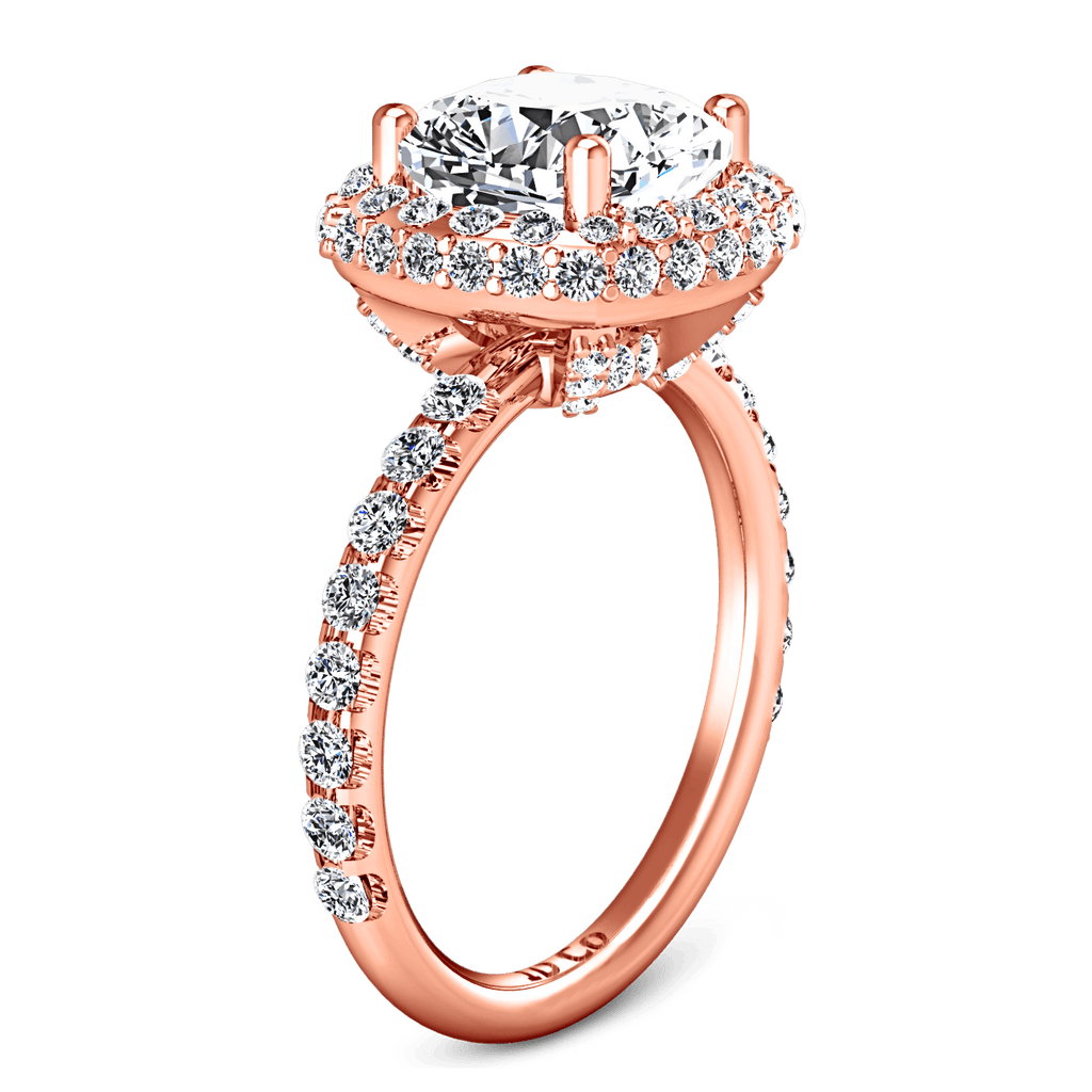 Halo Diamond Cushion Cut Engagement Ring Kristine 14K Rose Gold engagement rings imaginediamonds 
