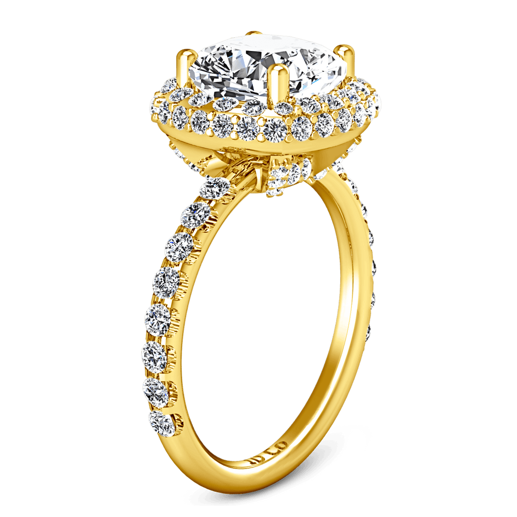 Halo Diamond Cushion Cut Engagement Ring Kristine 14K Yellow Gold engagement rings imaginediamonds 