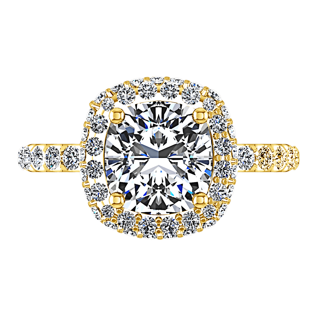 Halo Diamond Cushion Cut Engagement Ring Kristine 14K Yellow Gold engagement rings imaginediamonds 