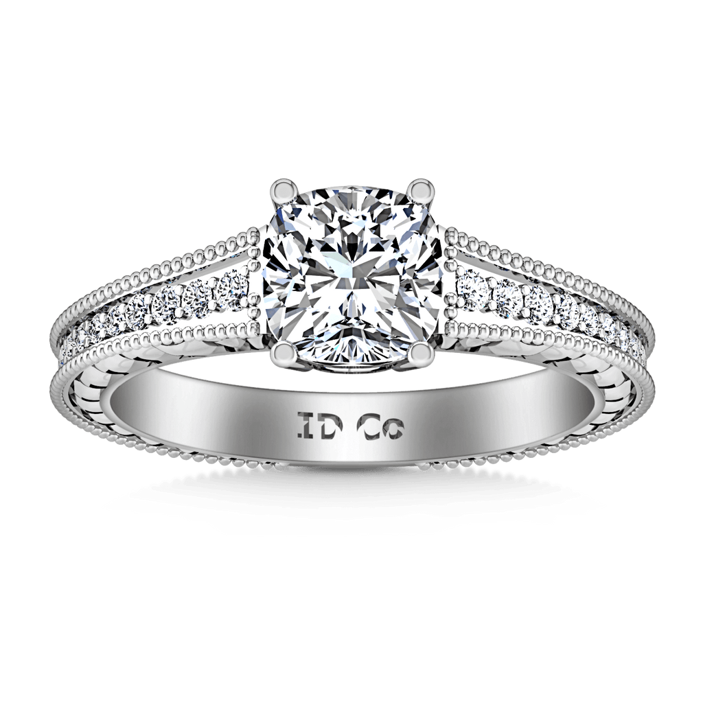 Pave Cushion Cut Diamond Engagement Ring Primrose 14K White Gold engagement rings imaginediamonds 