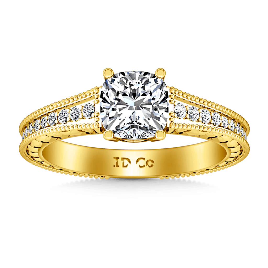 Pave Cushion Cut Engagement Ring Primrose 14K Yellow Gold engagement rings imaginediamonds 
