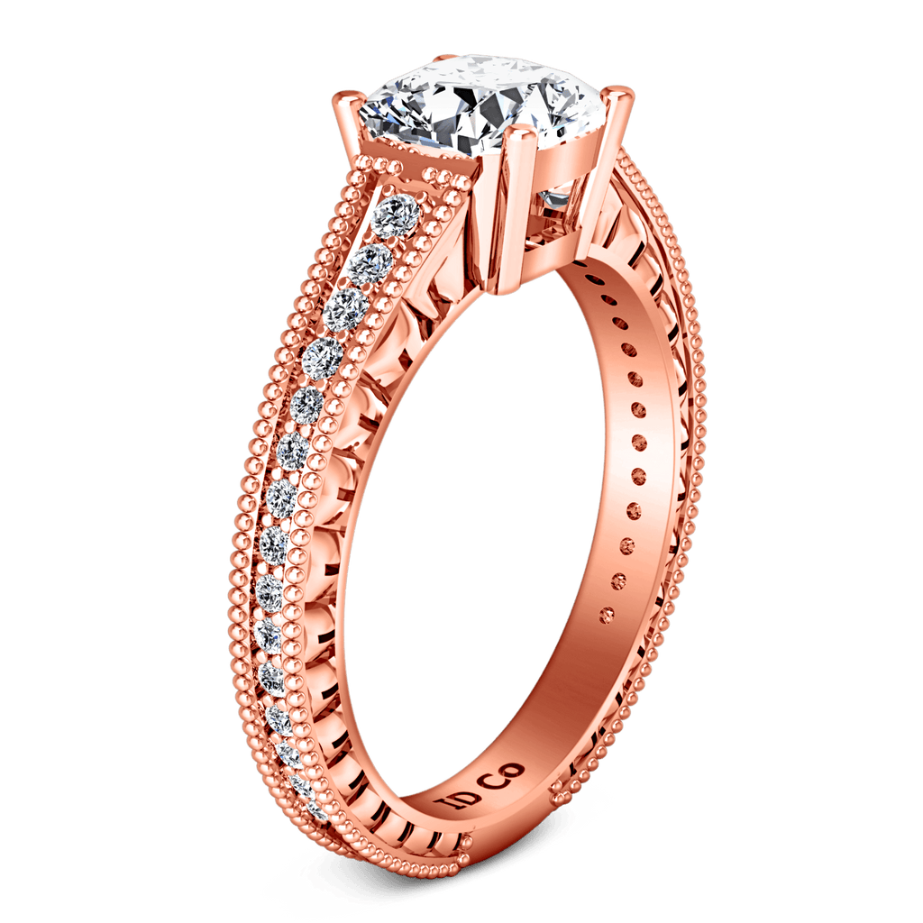 Pave Diamond Cushion Cut Engagement Ring Primrose 14K Rose Gold engagement rings imaginediamonds 