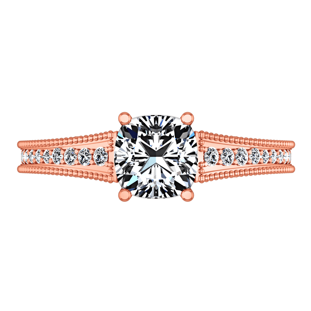Pave Diamond Cushion Cut Engagement Ring Primrose 14K Rose Gold engagement rings imaginediamonds 