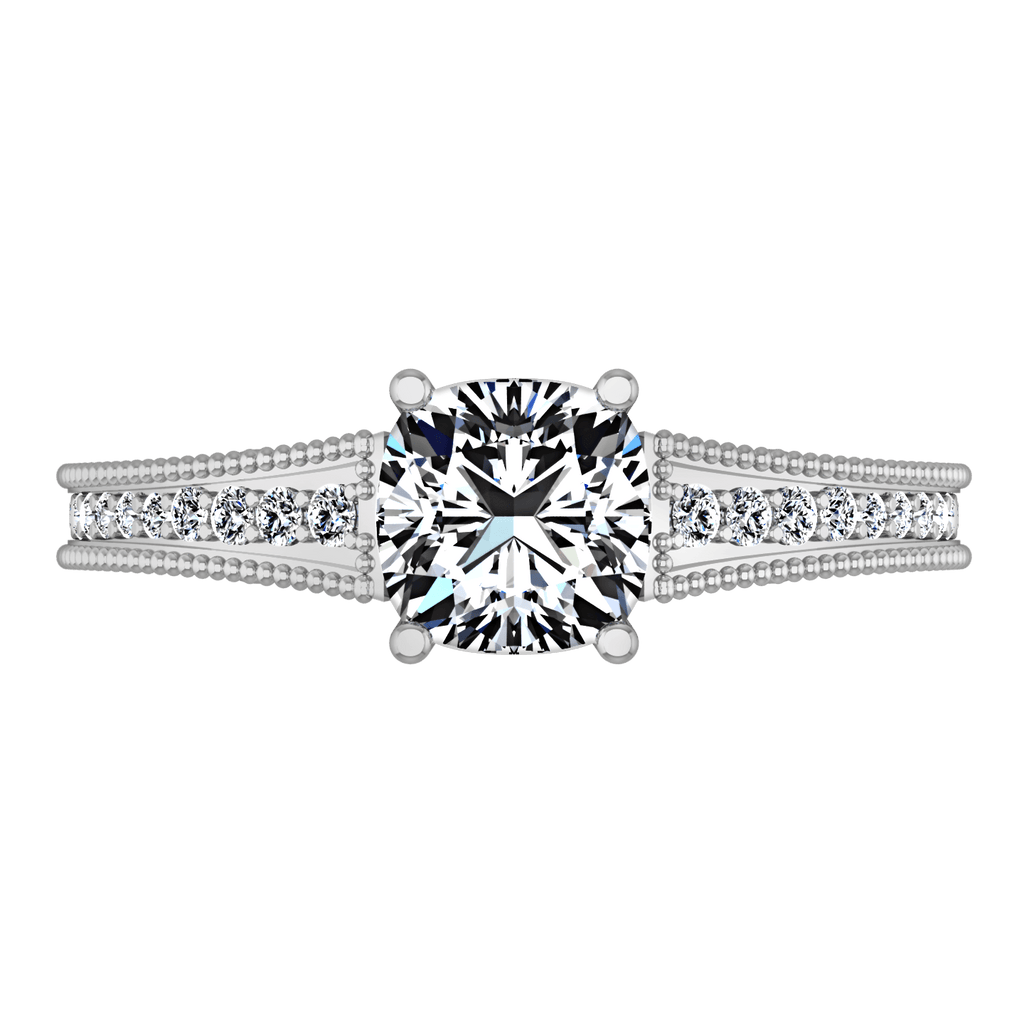 Pave Cushion Cut Diamond Engagement Ring Primrose 14K White Gold engagement rings imaginediamonds 