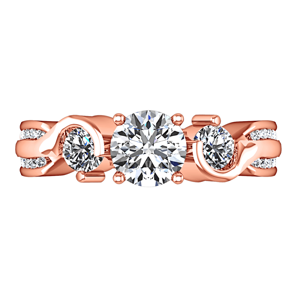 Three Stone Diamond EngagementRing Cosette 14K Rose Gold engagement rings imaginediamonds 