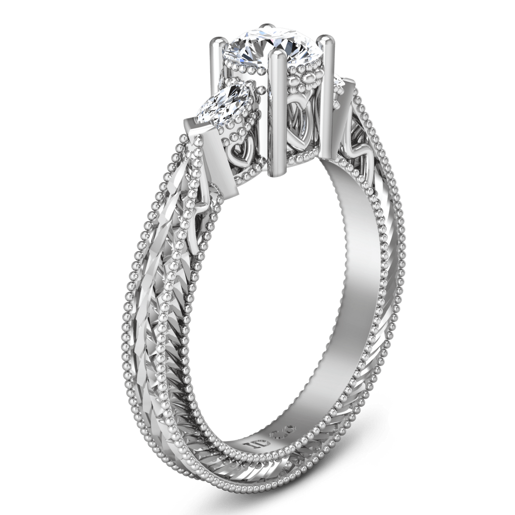Round Diamond Three Stone Engagement Ring Haven 14K White Gold engagement rings imaginediamonds 
