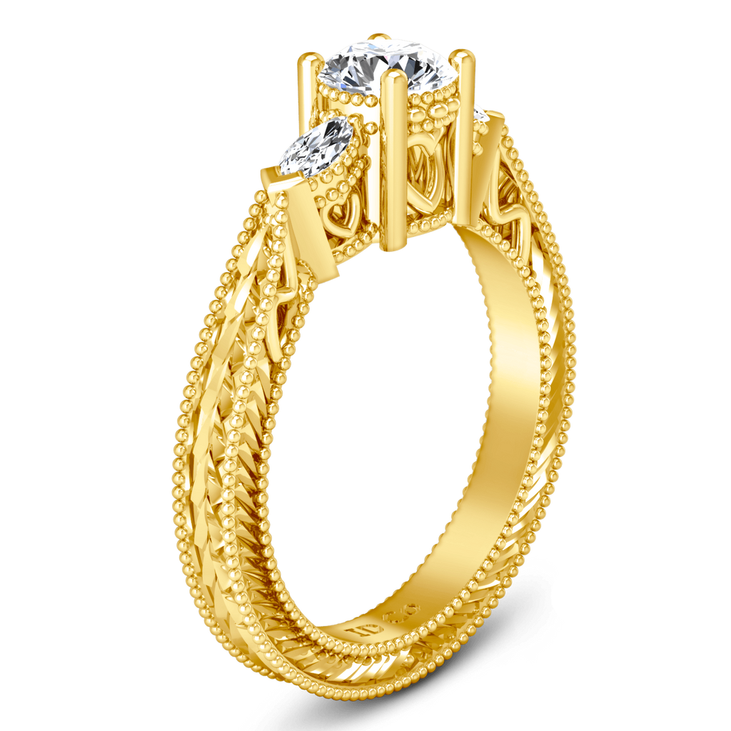 Three Stone Diamond Engagement Ring Haven 14K Yellow Gold engagement rings imaginediamonds 
