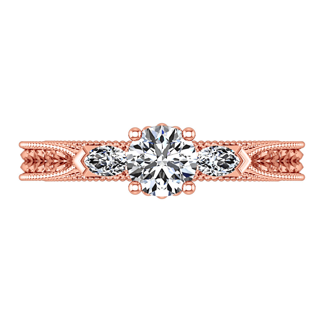 Three Stone Diamond EngagementRing Haven 14K Rose Gold engagement rings imaginediamonds 