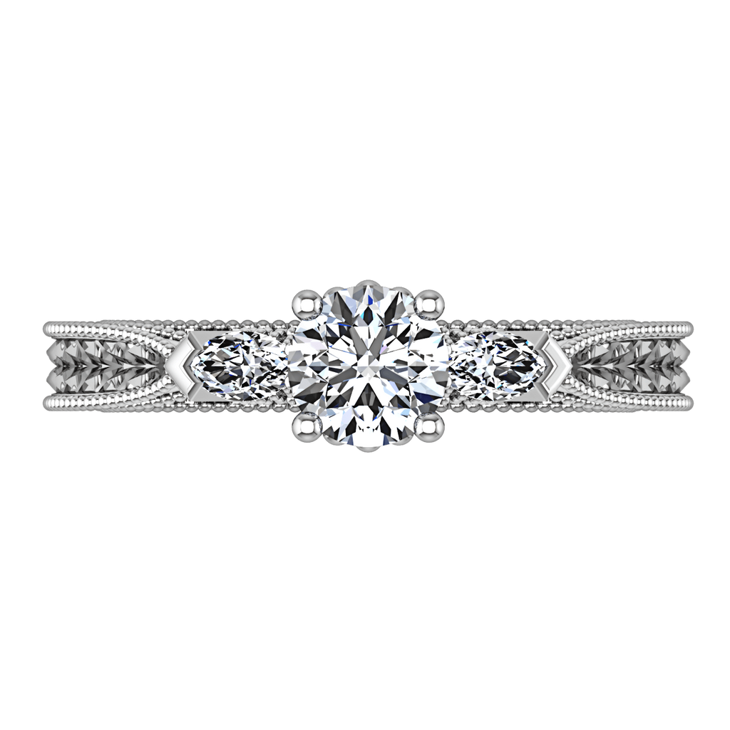 Round Diamond Three Stone Engagement Ring Haven 14K White Gold engagement rings imaginediamonds 