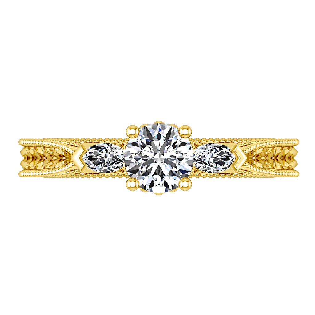 Three Stone Diamond Engagement Ring Haven 14K Yellow Gold engagement rings imaginediamonds 