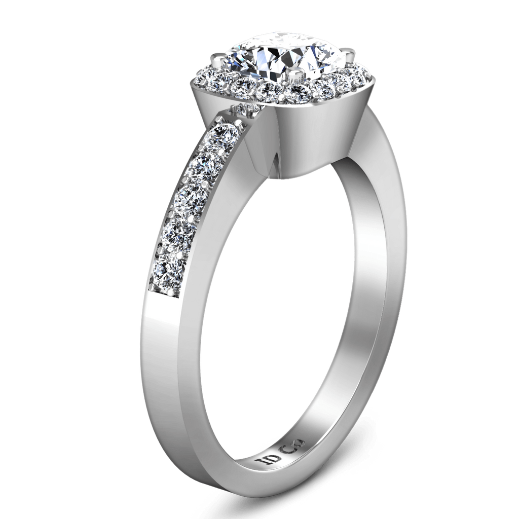Round Diamond Halo Engagement Ring Eve 14K White Gold engagement rings imaginediamonds 