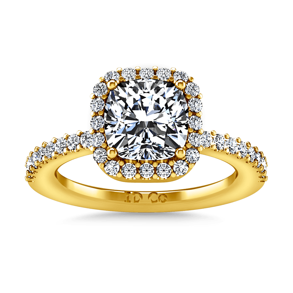 Halo Diamond Cushion Cut Engagement Ring Claire 14K Yellow Gold engagement rings imaginediamonds 