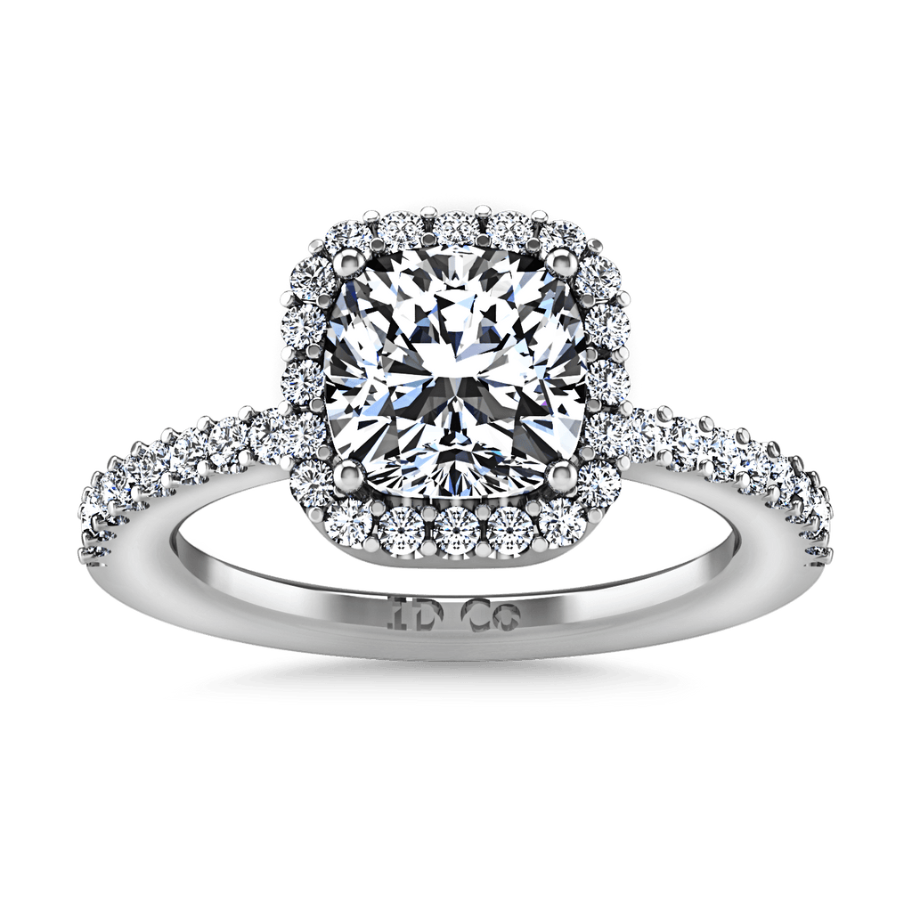 Halo Cushion Cut Diamond Engagement Ring Claire 14K White Gold – FrostNYC