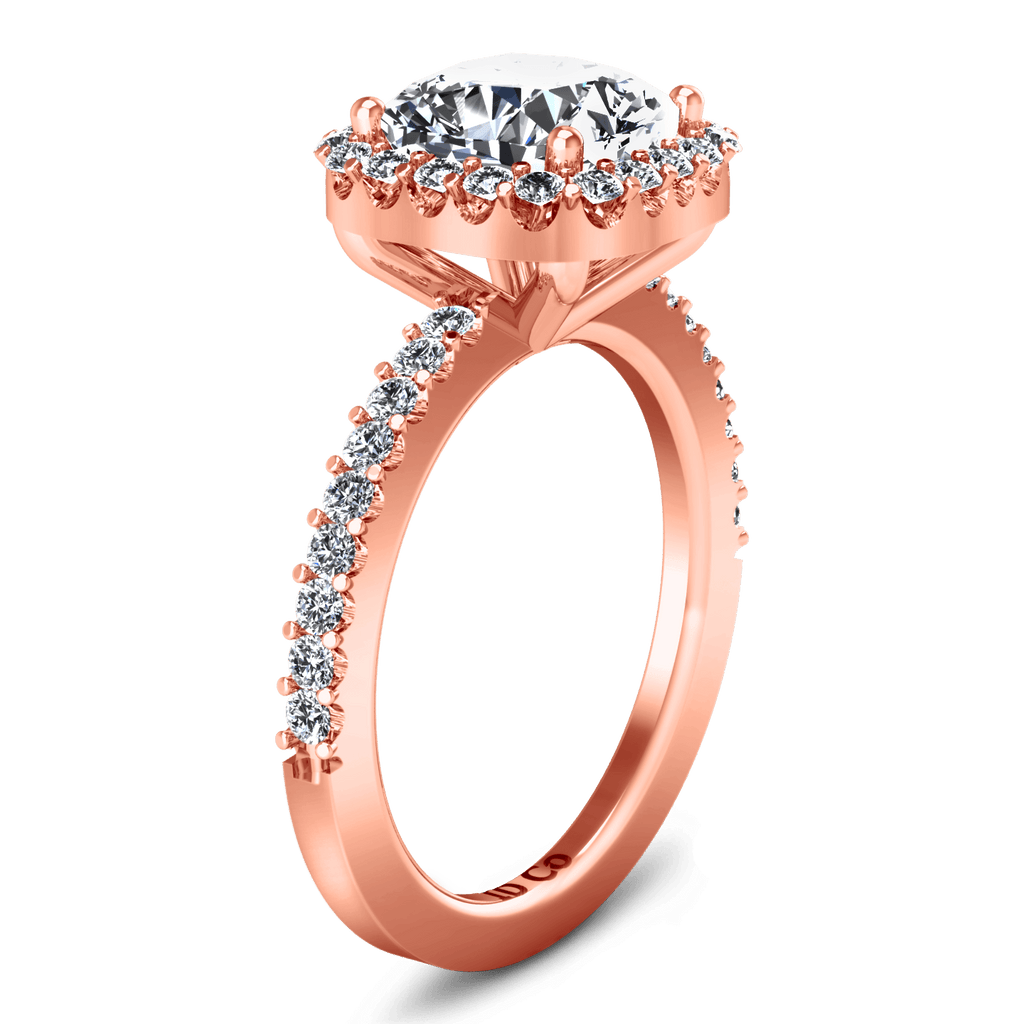 Halo Diamond Cushion Cut Engagement Ring Claire 14K Rose Gold engagement rings imaginediamonds 