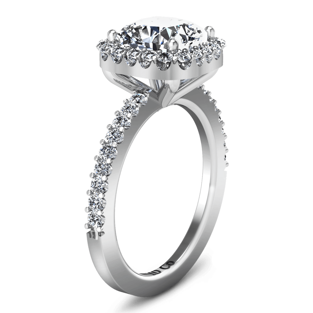 Halo Cushion Cut Diamond Engagement Ring Claire 14K White Gold engagement rings imaginediamonds 