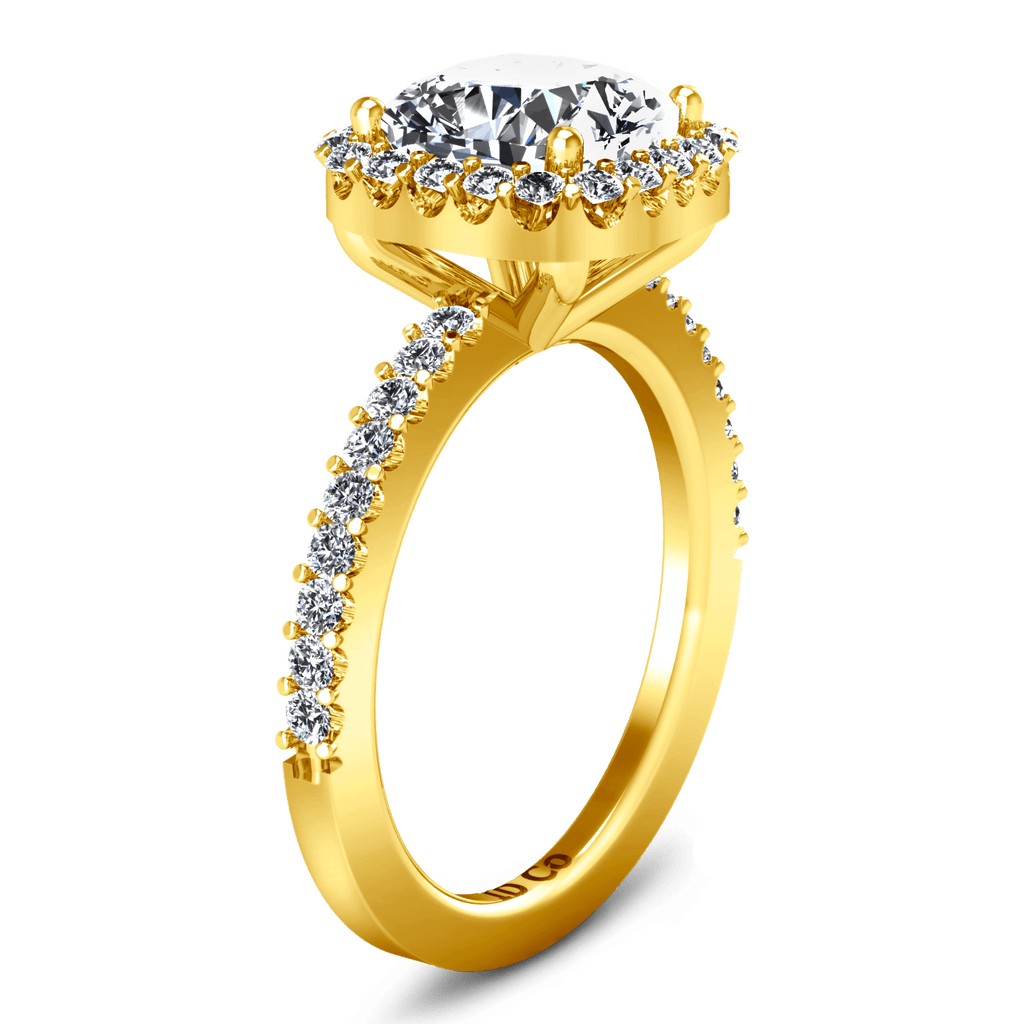 Halo Diamond Cushion Cut Engagement Ring Claire 14K Yellow Gold engagement rings imaginediamonds 