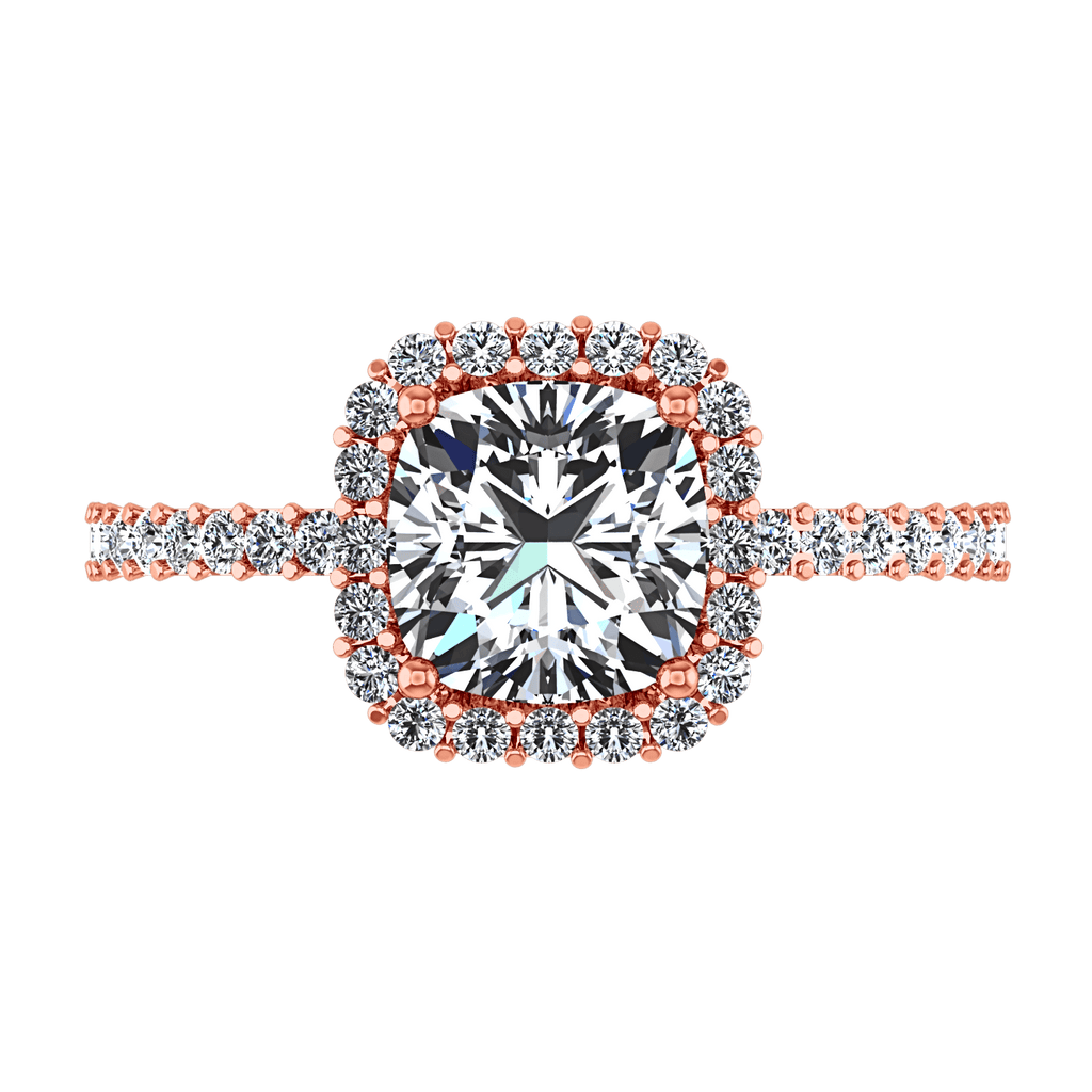 Halo Diamond Cushion Cut Engagement Ring Claire 14K Rose Gold engagement rings imaginediamonds 