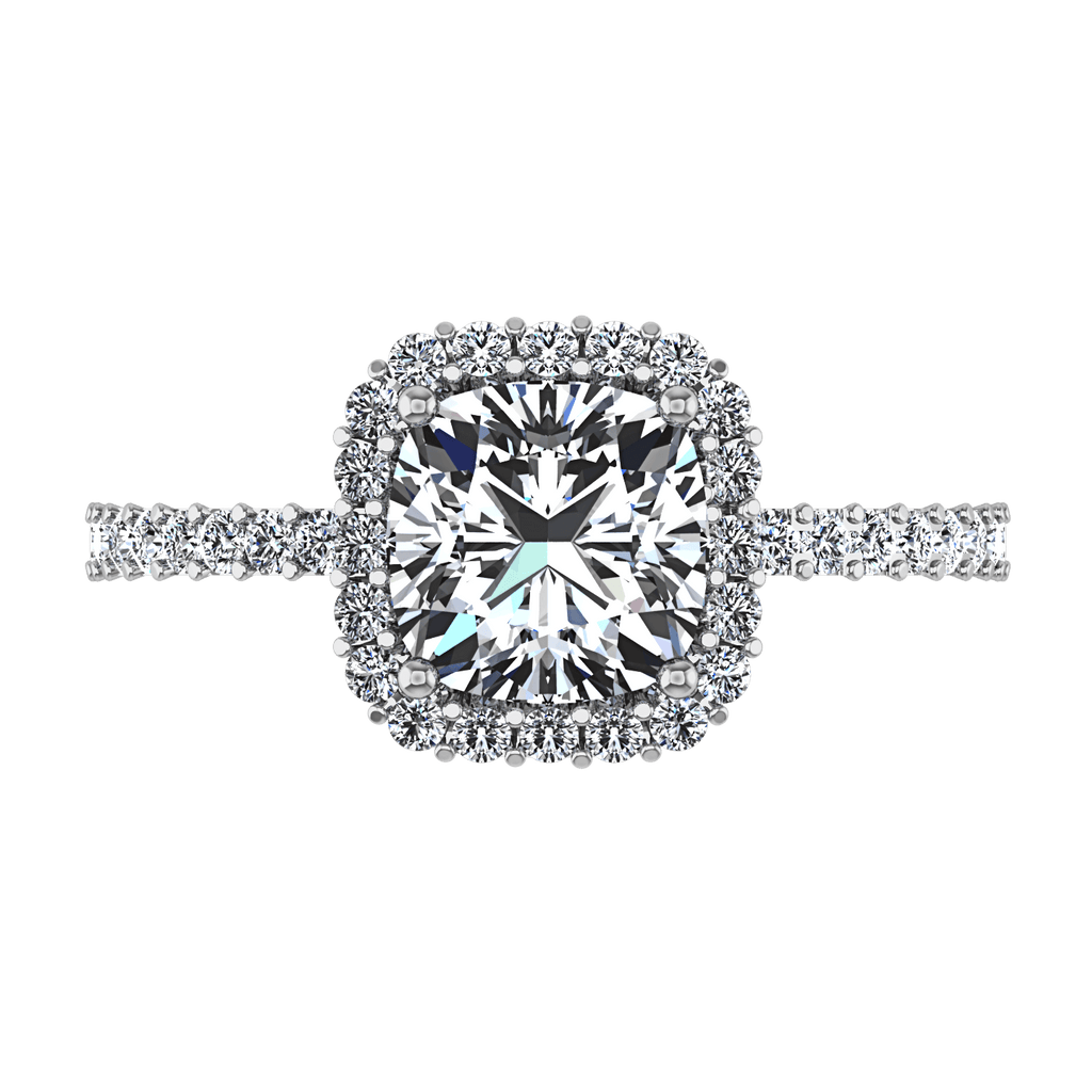 Halo Cushion Cut Diamond Engagement Ring Claire 14K White Gold engagement rings imaginediamonds 