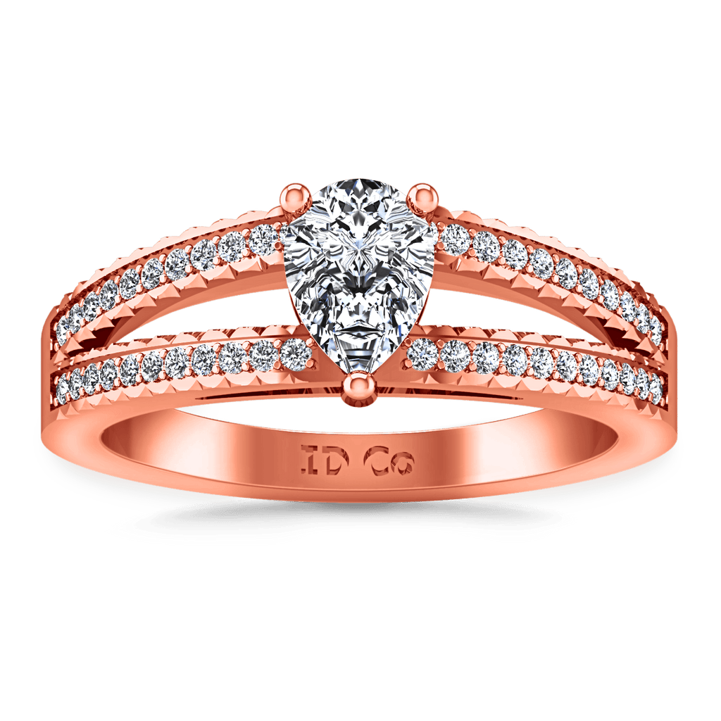 Pave Diamond Engagement Ring Season Pear 14K Rose Gold engagement rings imaginediamonds 