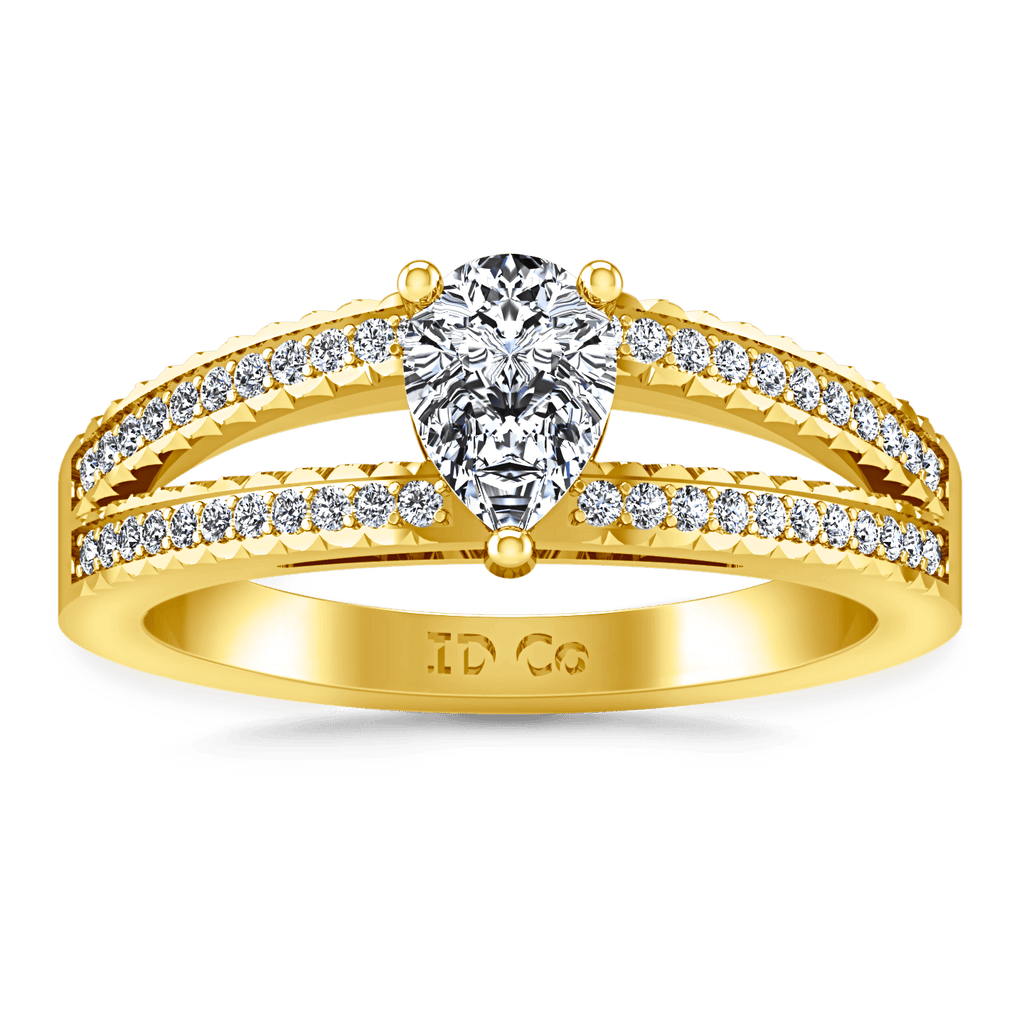 Pave Diamond EngagementRing Season Pear 14K Yellow Gold engagement rings imaginediamonds 