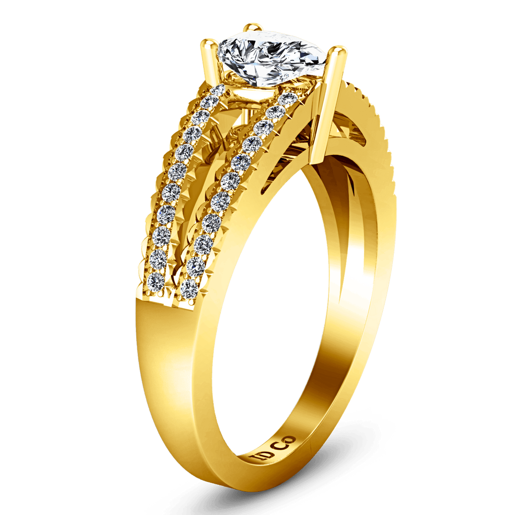 Pave Diamond EngagementRing Season Pear 14K Yellow Gold engagement rings imaginediamonds 