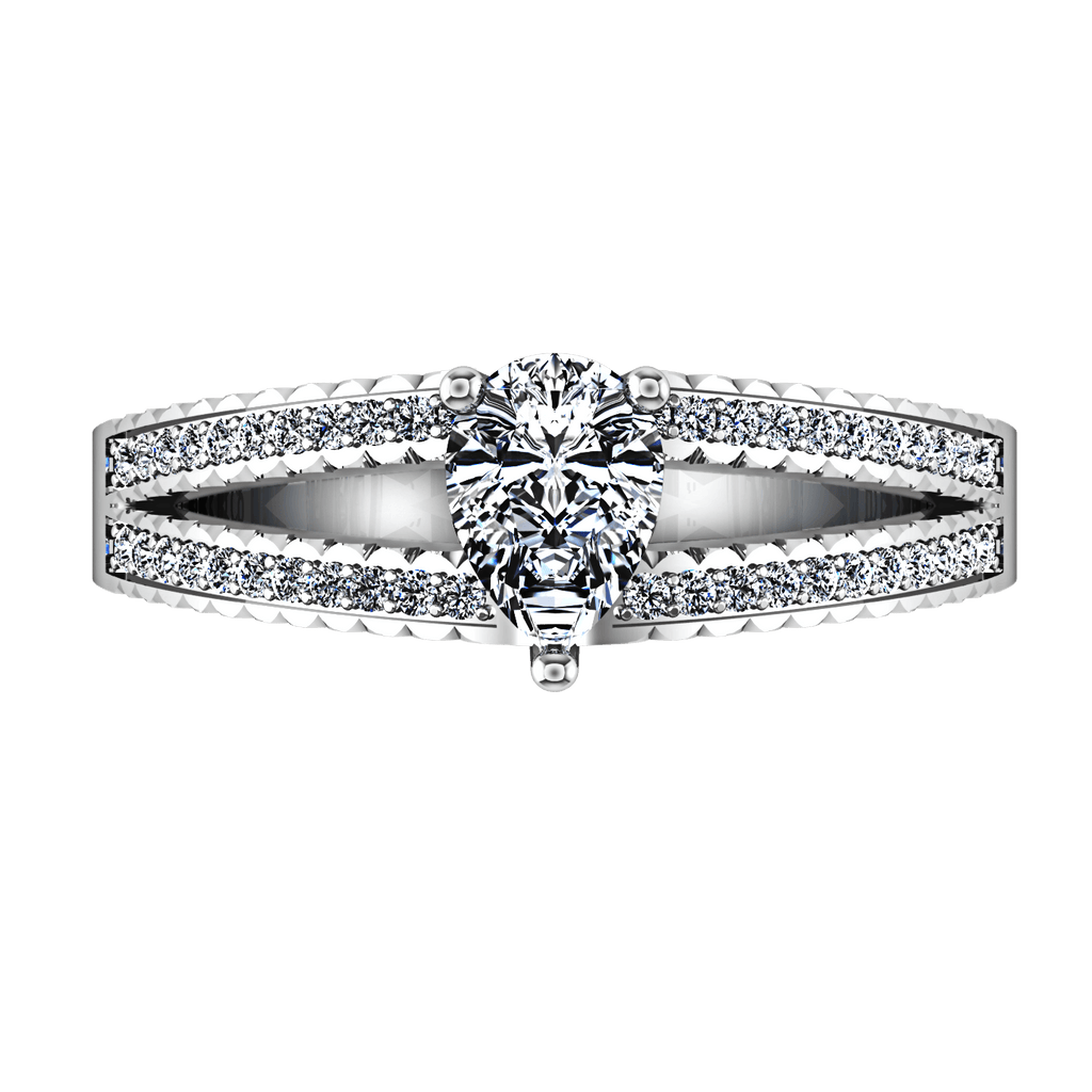 Pave Engagement Ring Season Pear 14K White Gold engagement rings imaginediamonds 