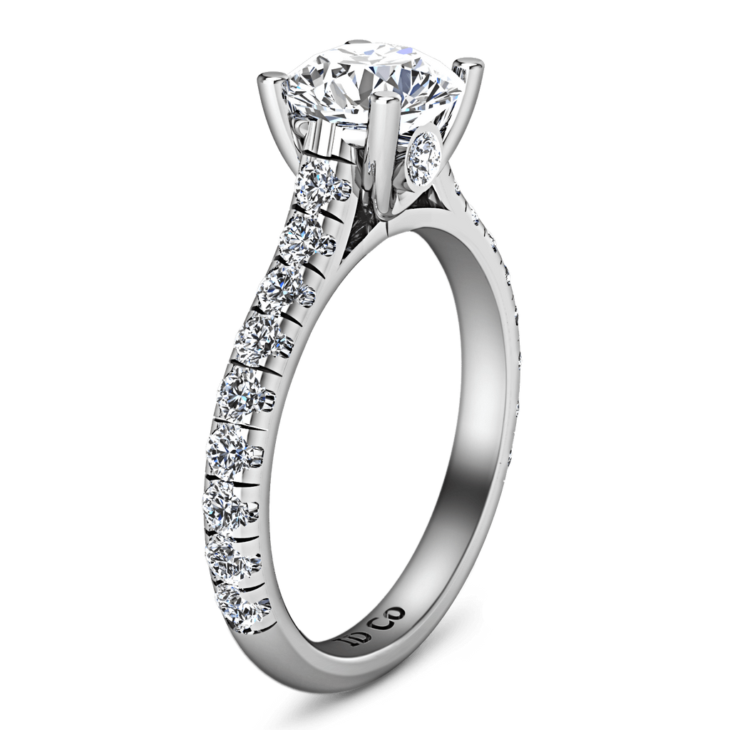 Round Diamond Pave Engagement Ring Anabelle 14K White Gold engagement rings imaginediamonds 