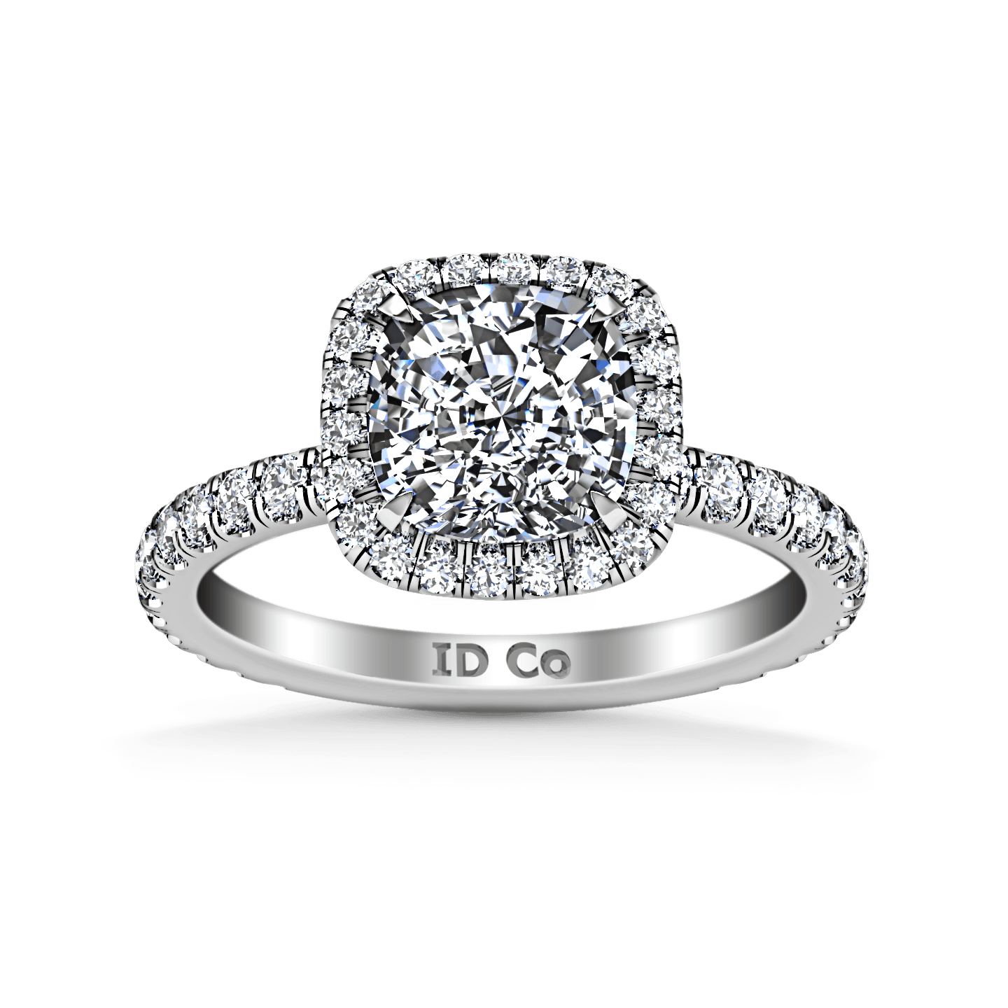 Halo Cushion Cut Diamond Engagement Ring Salice 14K White Gold