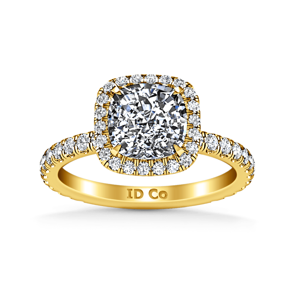 Halo Diamond Cushion Cut Engagement Ring Salice 14K Yellow Gold engagement rings imaginediamonds 