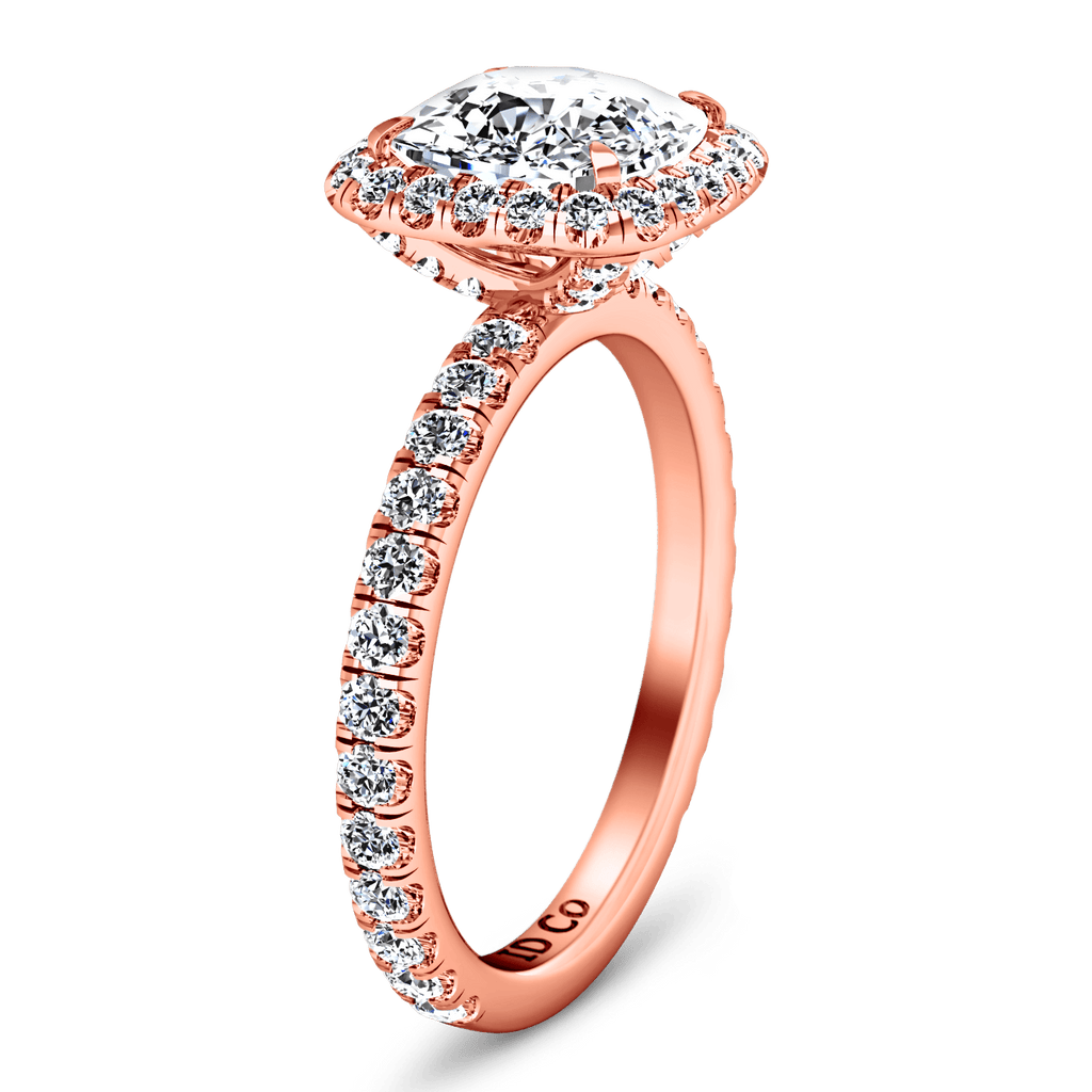 Halo Diamond Cushion Cut Engagement Ring Salice 14K Rose Gold engagement rings imaginediamonds 
