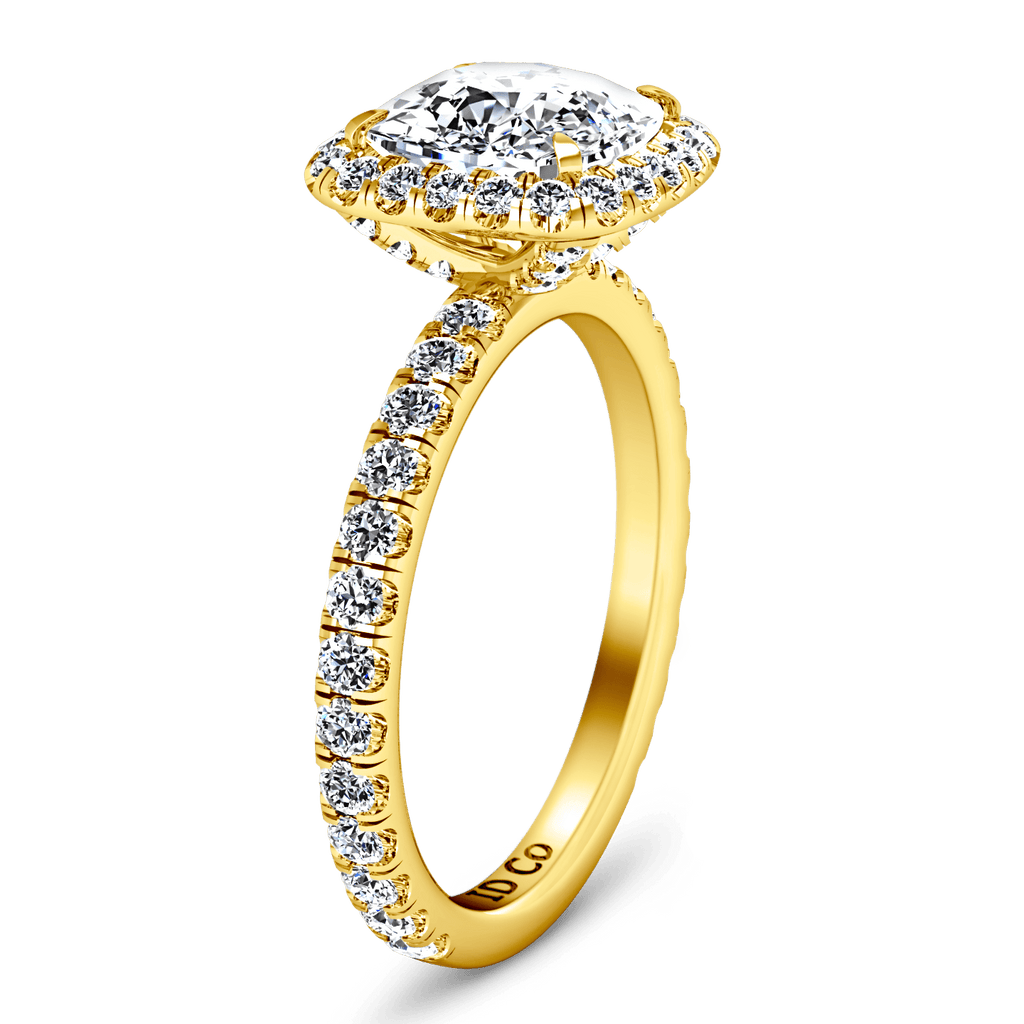Halo Diamond Cushion Cut Engagement Ring Salice 14K Yellow Gold engagement rings imaginediamonds 