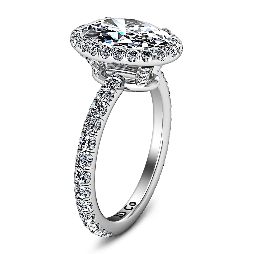 Halo Oval Diamond Engagement Ring Elsa 14K White Gold engagement rings imaginediamonds 