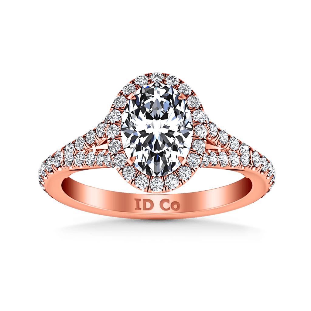 Halo Diamond Oval Engagement Ring Melody 14K Rose Gold engagement rings imaginediamonds 
