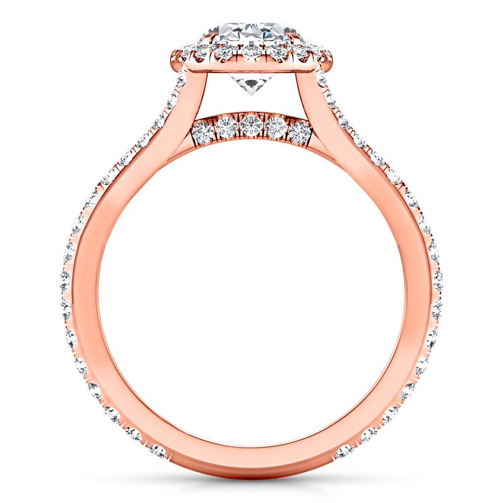 Halo Diamond Oval Engagement Ring Melody 14K Rose Gold engagement rings imaginediamonds 