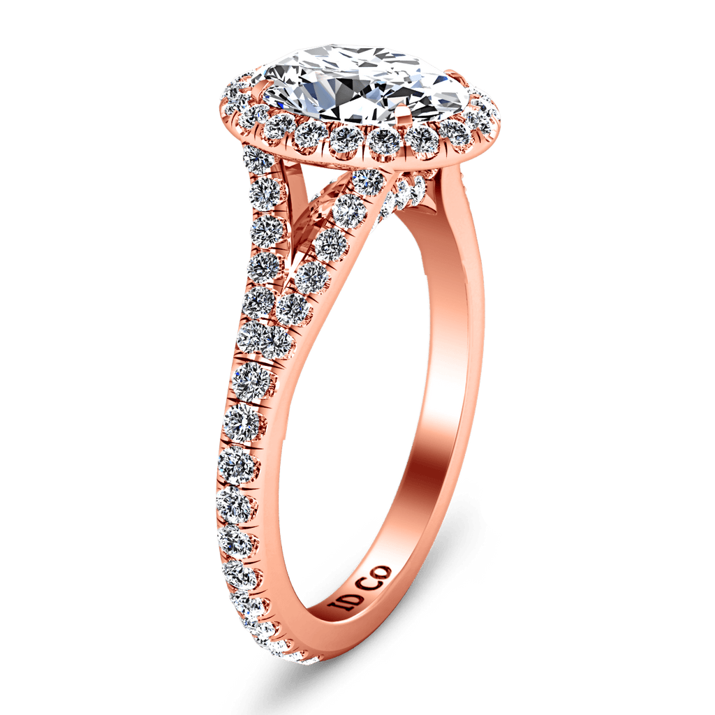 Halo Diamond Oval Engagement Ring Melody 14K Rose Gold engagement rings imaginediamonds 