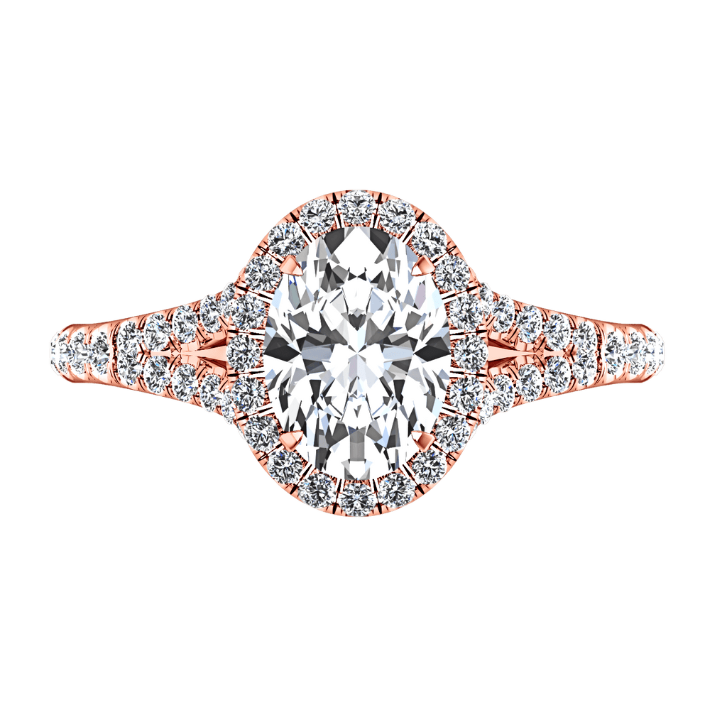 Halo Diamond Oval Engagement Ring Melody 14K Rose Gold engagement rings imaginediamonds 