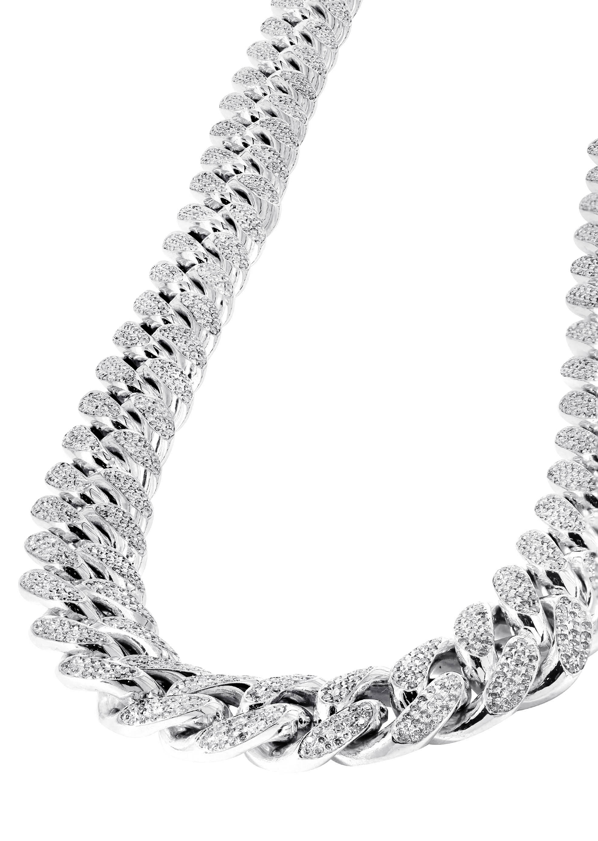 White Gold Diamond Necklace Iced Out Cuban Link FrostNYC