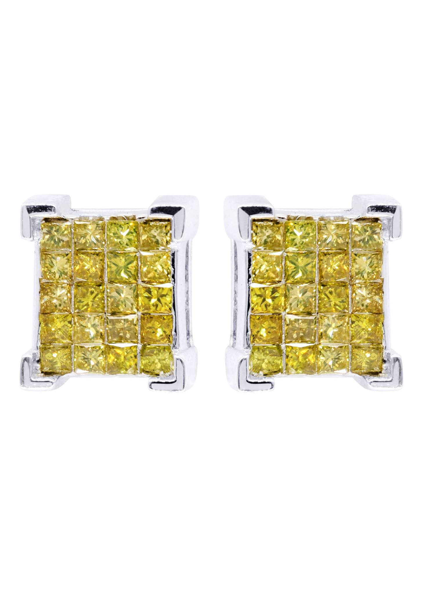Diamond Earrings For Men Carats 14K White Gold