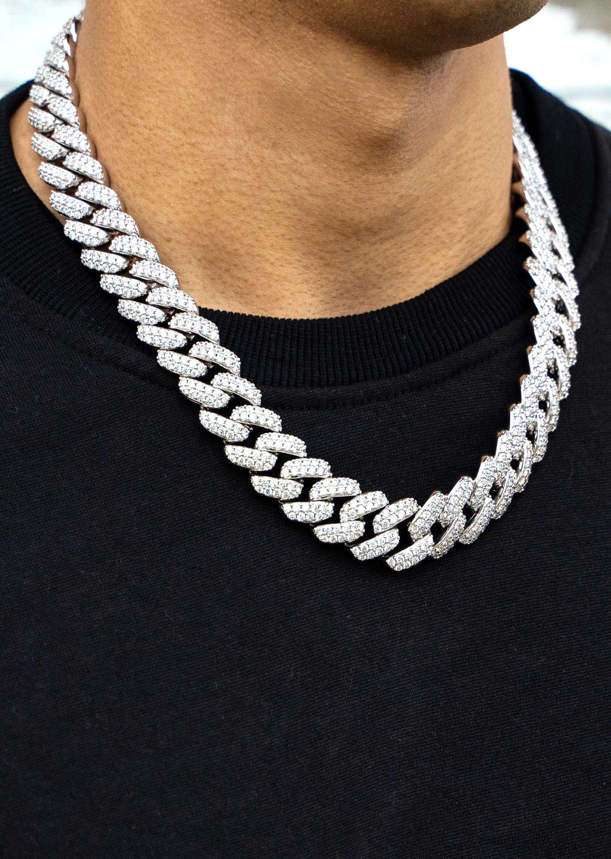 White Gold Plated Iced Out Miami Cuban Link Chain & Bracelet