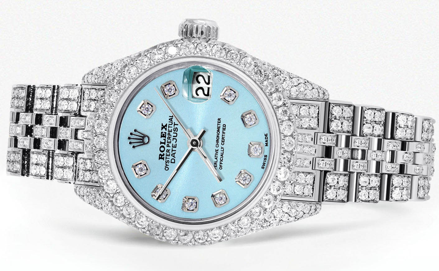 Womens Diamond Stainless Steel Rolex Watch | 26Mm | Light 