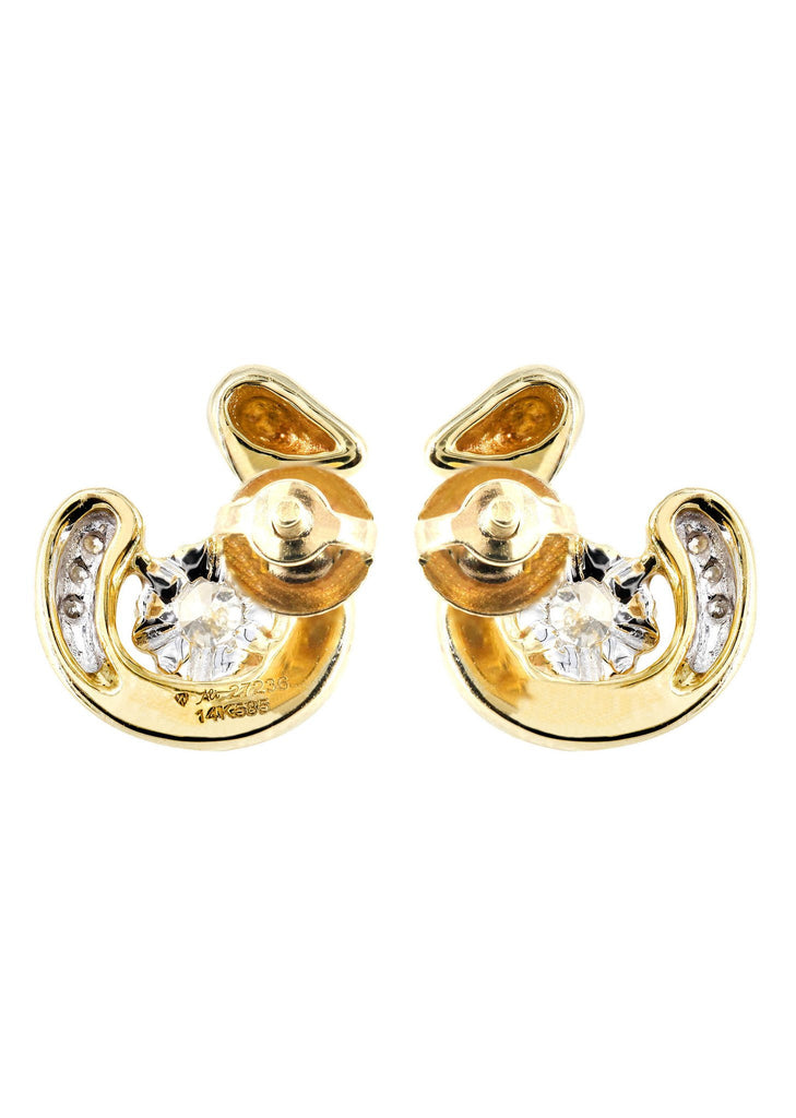 Swan Diamond Stud Earrings For Men 14K Yellow Gold Carats