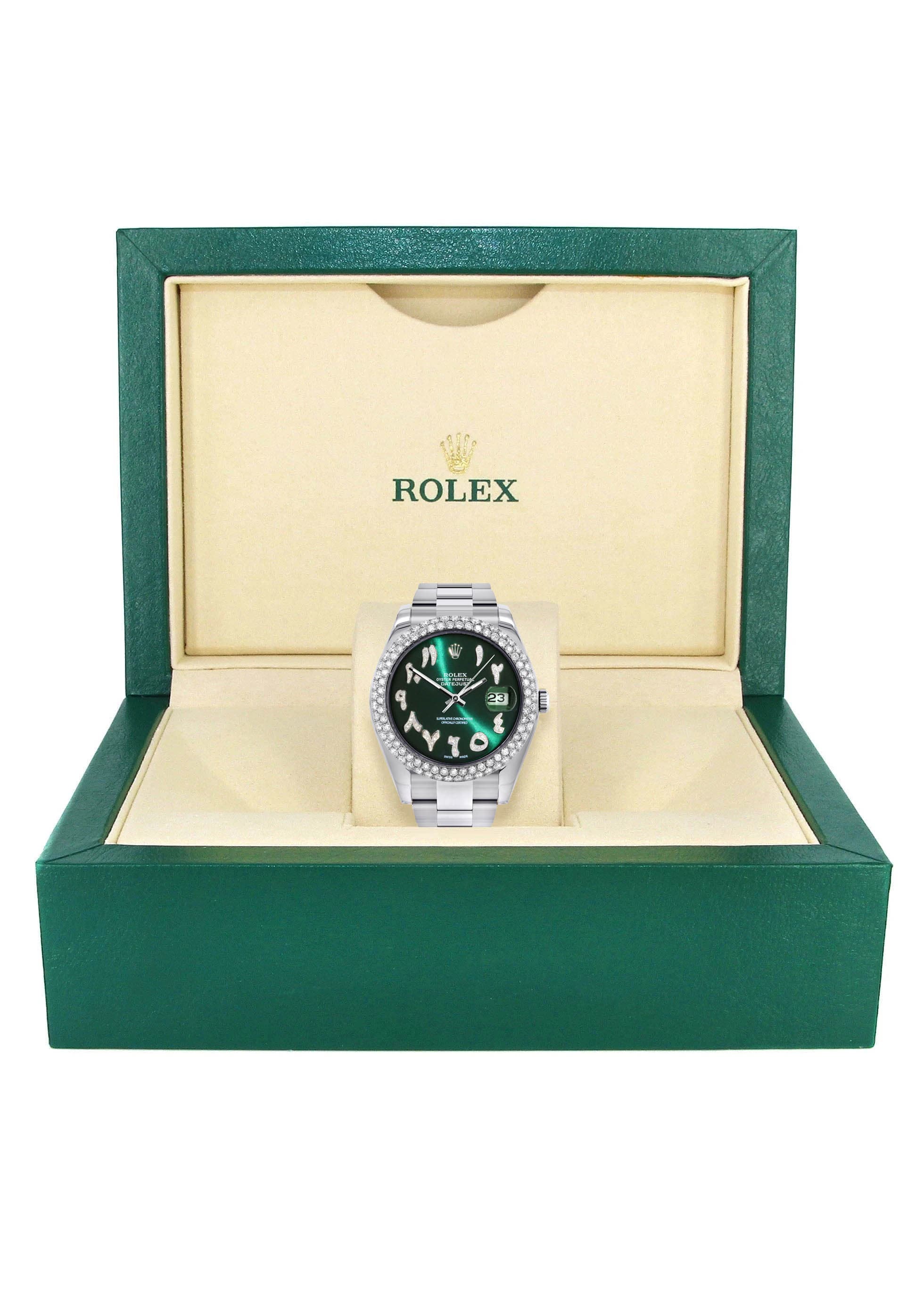 ロレックス デイトジャスト II 時計 | 41MM |グリーンのアラビア数字
