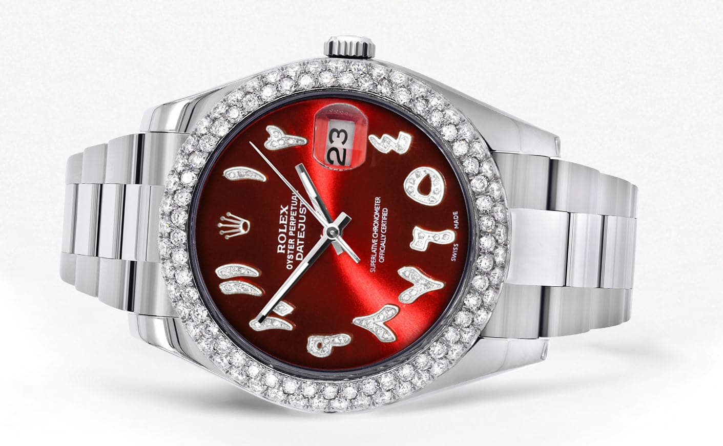 Rolex Datejust II Watch 41 MM Red Arabic Numeral Dial Two Row