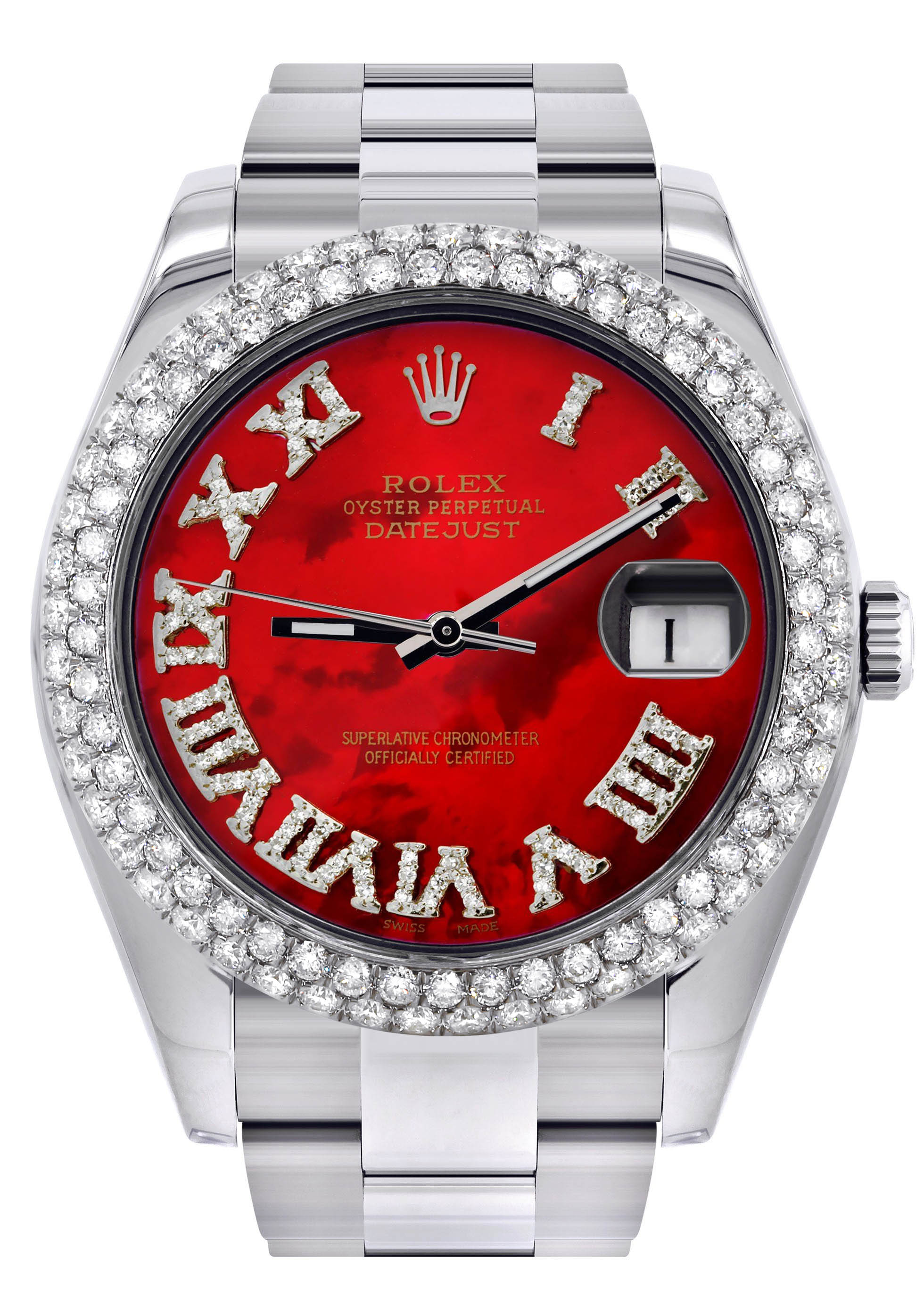 Womens Rolex Datejust II Watch | 41 MM | Red Pearl Roman Numeral Dial